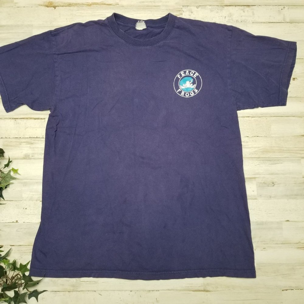 Peace Frogs Mens Blue T-Shirt Size L (Check sizing before purchasing)